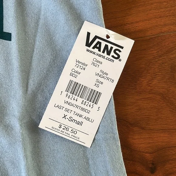 COPY - NWT Vans Off The Wall Blue and White Tank Top Muscle Tee Shirt - Picture 6 of 6